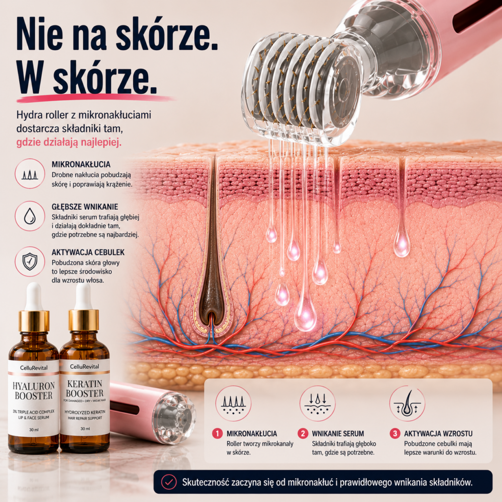 Działanie hydra rollera w skórze